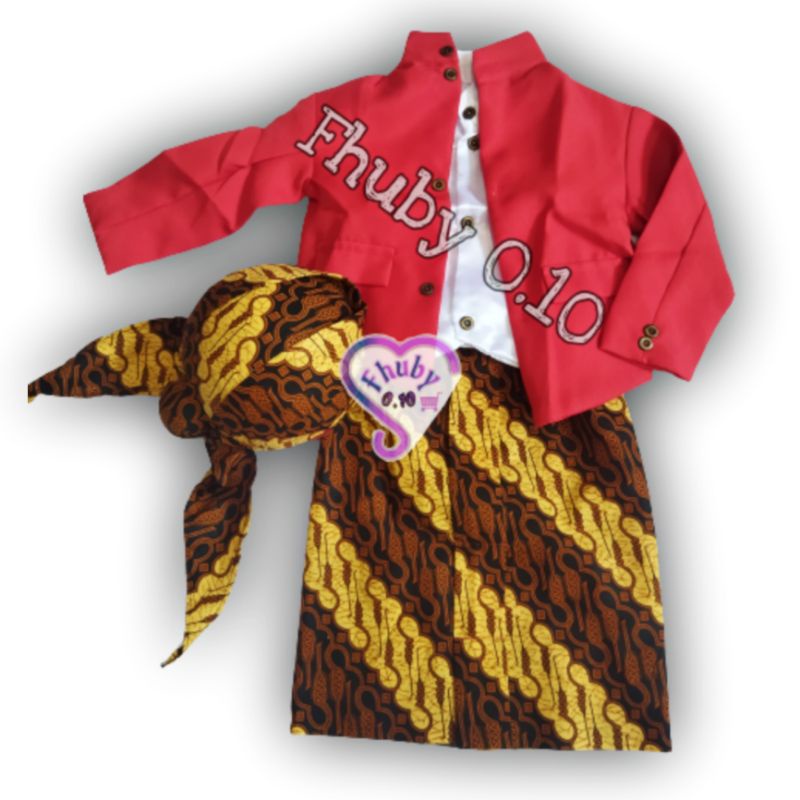 Set Beskap OVJ Anak - Beskap+Rok Batik coklat+Blangkon Jogja - Baju Dalang Anak