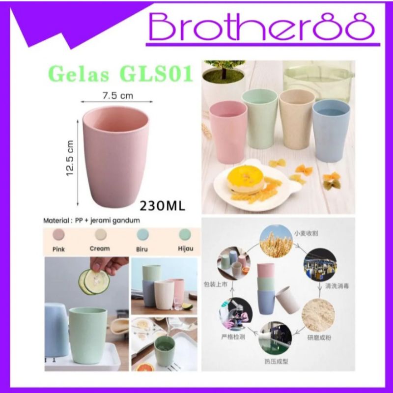 GELAS MINUM CUP BAHAN JERAMI GANDUM TAHAN JATUH -GLS01