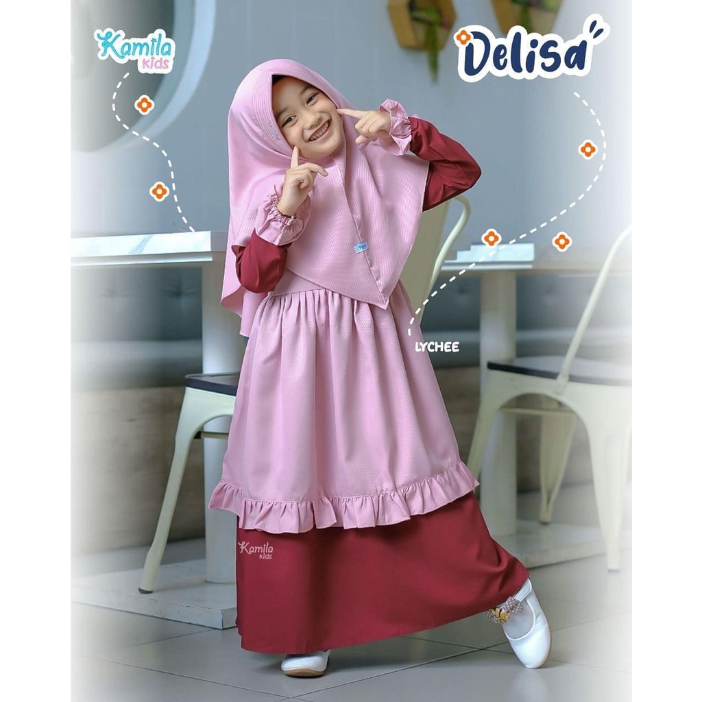 Grosir HAURA Baju Gamis Anak Perempuan setelan Hijab Keren (sudah satu set hijab pasmina)