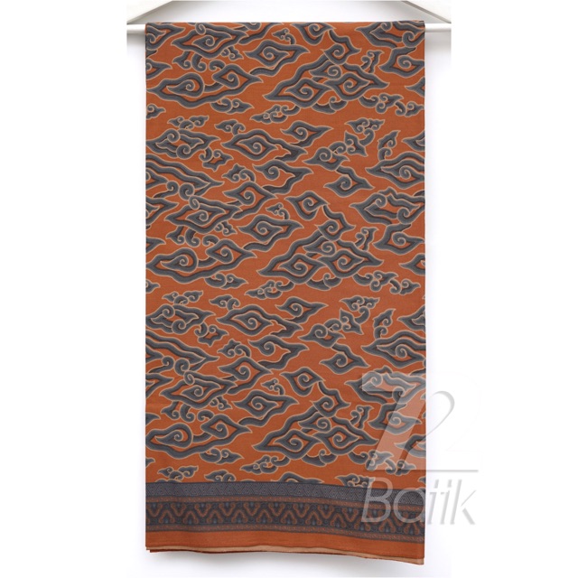 KAIN BATIK PREMIUM Bahan Katun Motif Mega Mendung Warna Orange Oren Oranye 724633 Cap 72 Jarik Jarit Samping Kebat Panjang Batik Katun Modern Premium Bahan Seragam Batik Pernikahan Kantor Keluarga Murah Kamen Jadi Batik Bali Lembaran