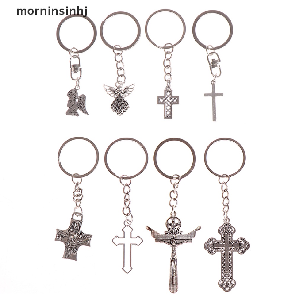 Mornin 1pc Kalung Rantai Dengan Liontin Salib Yesus Kristen