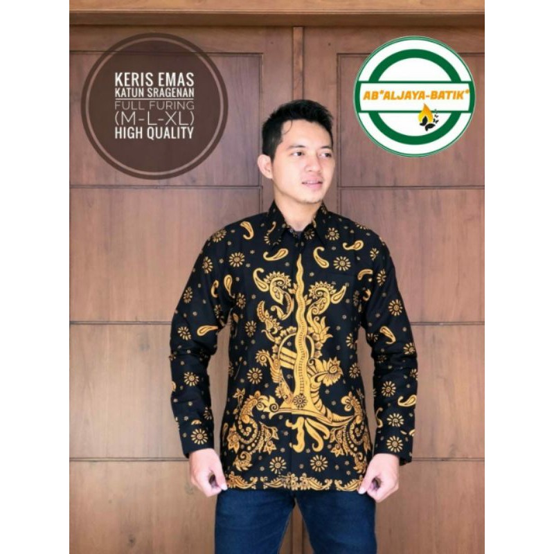 BAJU BATIK PRIA LENGAN PANJANG KERIS EMAS