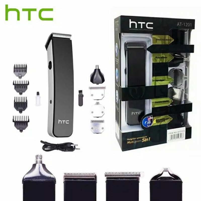 Alat Mesin Cukur Rambut Htc 1201 5in1 Kumis Jenggot Bulu Hidung MultiGroom  Hair Clipper Murah Cas