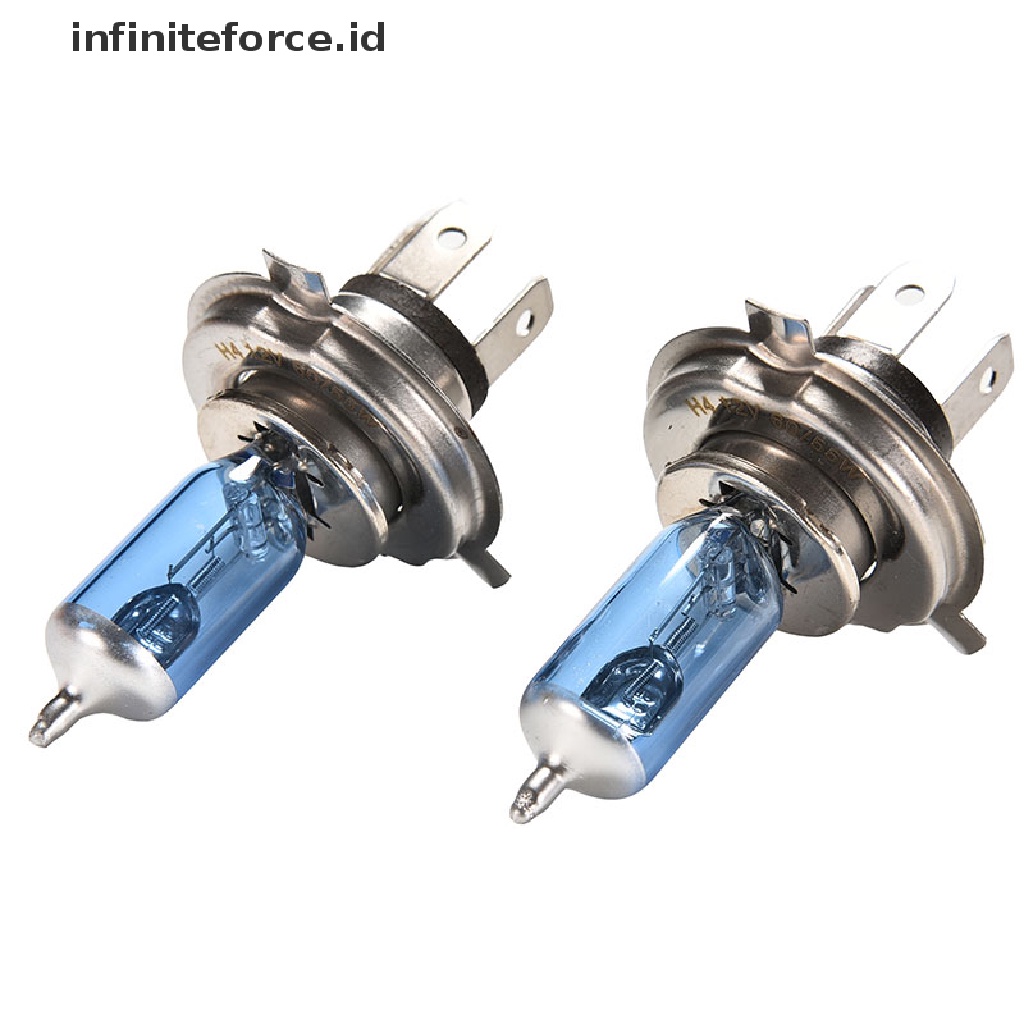 (infiniteforce.id) 2pcs Lampu Halogen Xenon HID H4 12V 60 / 55W Warna Putih Untuk Mobil