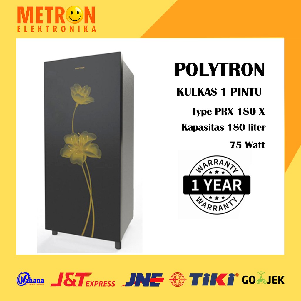 POLYTRON PRX 180 X BLACK METAL KULKAS 1 PINTU 180 LT LITER PRX180