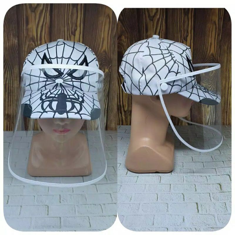 topi anak pelindung wajah facield model spyderman