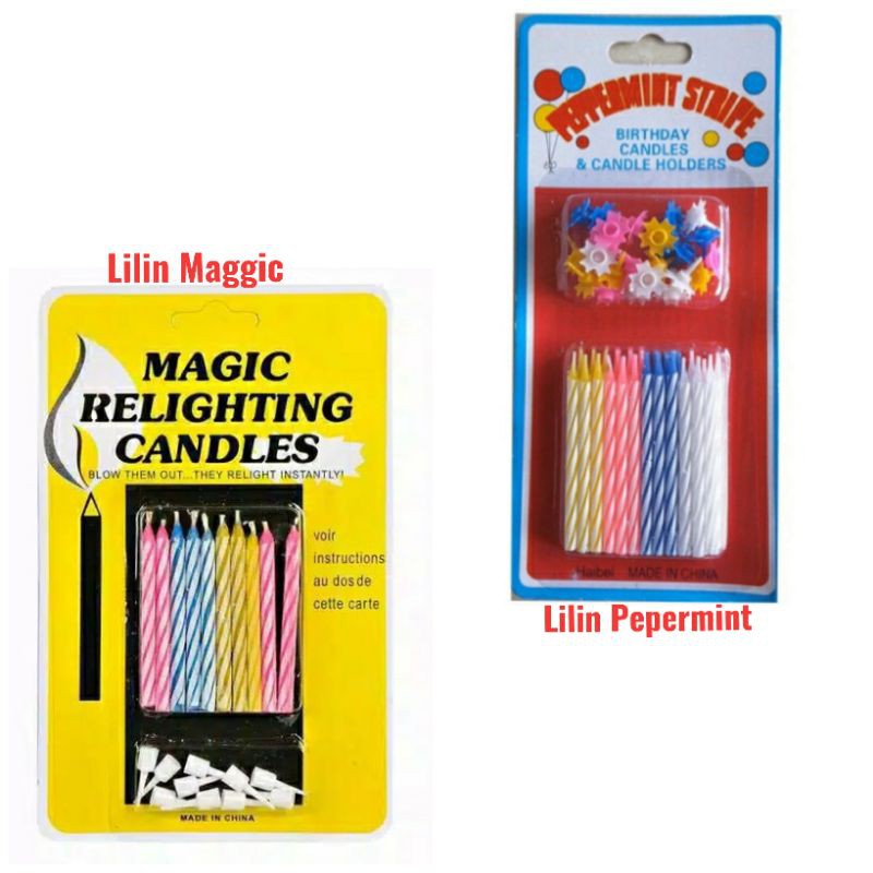 Lilin ULANG TAHUN Pepermint / Maggicc Relighting Candles Warna Warni