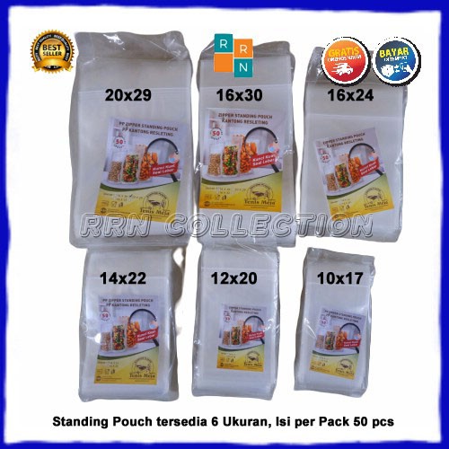 PLASTIK STANDING POUCH UKURAN 10x17/standing pouch bening/pouch plastik/pouch makanan plastik/pouch