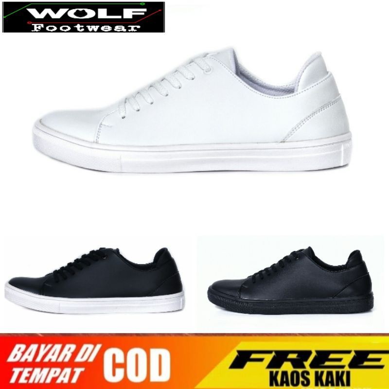 TROY |WOLF x HEROES| Sepatu Full Putih Hitam Casual Sneakers Polos Kasual Trendy