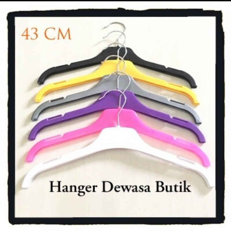 Hanger Plastik Dewasa Warna 43CM PER PCS Hanger Baju Dewasa Warna Hanger Butik Hanger Plastik Butik Gantungan Baju Dewasa Gantungan Baju Butik Gantungan Baju Plastik