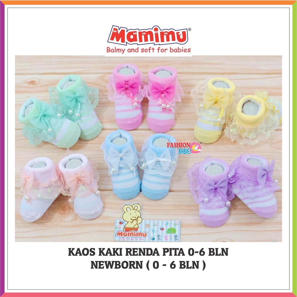 ❤ FashionBabies ❤ MAMIMU KAOSKAKI RENDA PITA / KAOS KAKI NEWBORN PREMIUM TEBAL