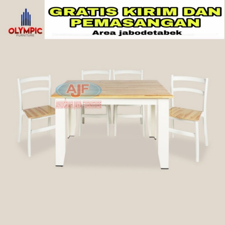 Olympic meja makan / dinner table 4 kursi DTM ALMA