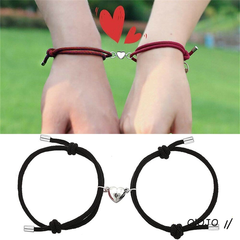 2 Pcs Gelang Cinta Pasangan Tali Kepang Magnetik Gaya Cina Untuk / Pria / Wanita - ol