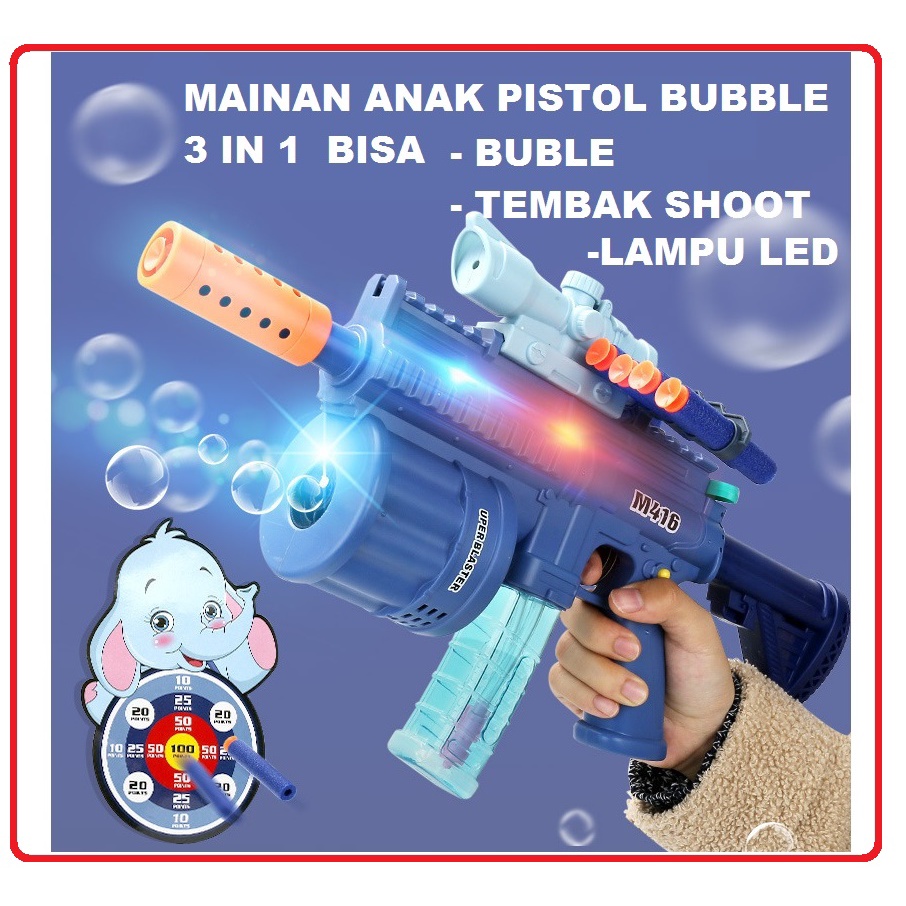 Mainan Anak EDUKASI BELAJAR TOY KID GAME WAR DIY 3IN1 Bubble Gun shoot buble NERF Balon Sabun Pistol