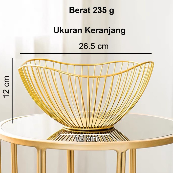 Tempat Keranjang Buah Besi Nordic Metal Fruit Basket Gold Big Size