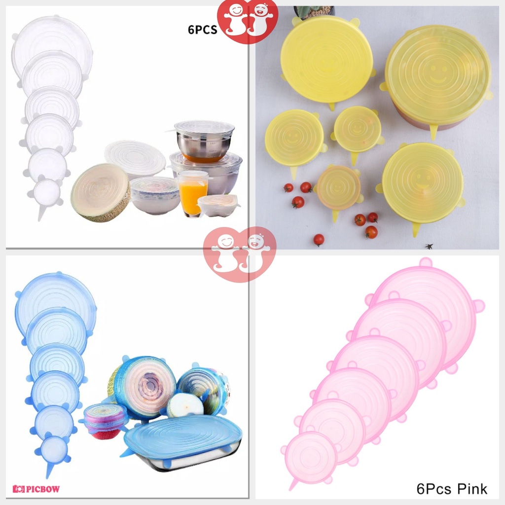 Silicone Wrap Penutup Makanan Anti Tumpah 6pcs - RANDOM