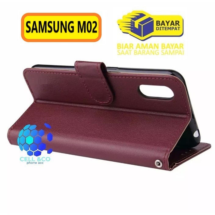 Flip cover SAMSUNG M02 Flip case buka tutup kesing hp casing flip case Premium Leather Wallet