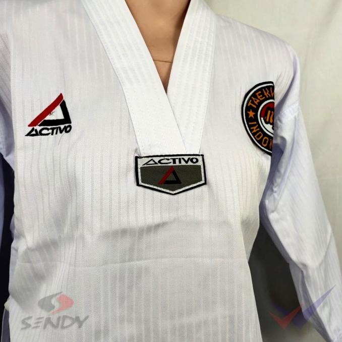 PROMO Dobok sendy ACTIVO seragam taekwondo kerah putih