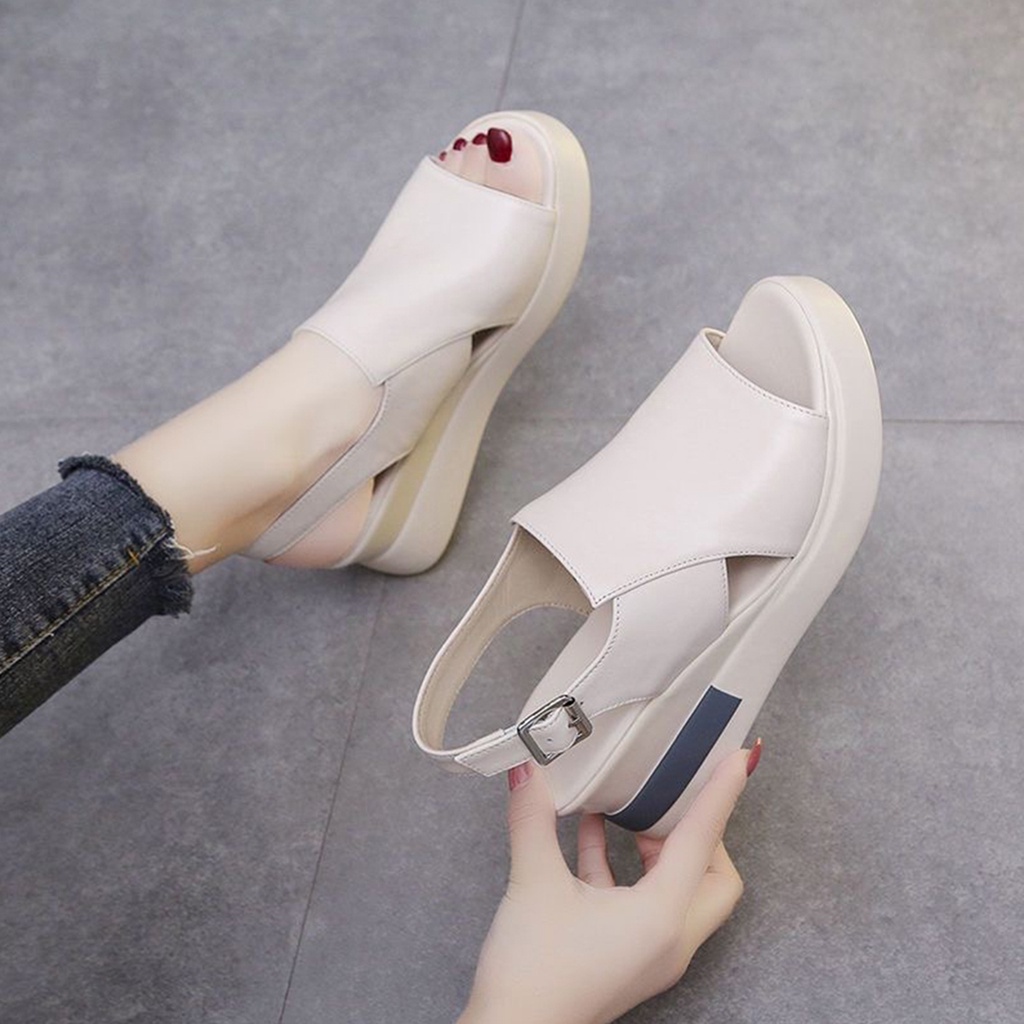Sepatu Sandal Wanita Tinggi Ringan Tersedia Size Kecil 34 35 Sandal Wedges Cewek Viral Cantik Kualitas Bagus