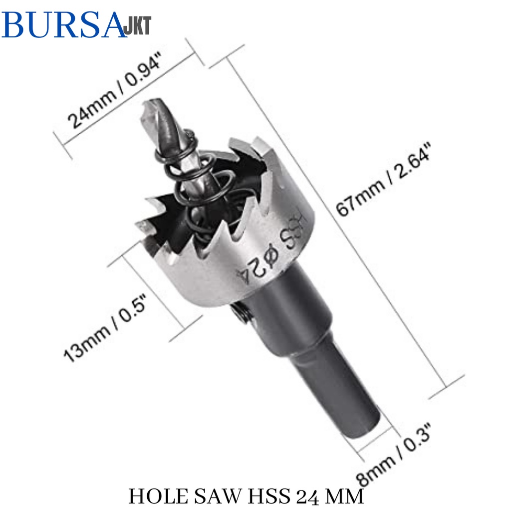 MATA BOR HOLE SAW STAINLESS STEEL PELUBANG BESI PLATE METAL DRILLING LOGAM 24 MM