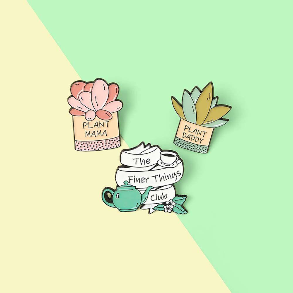 Lanfy Tanaman Bros Hadiah Untuk Wanita Pria Hadiah Untuk Anak-Anak Perhiasan Aksesoris Kebun Kecil Tanaman Bunga Perjalanan Peringatan Lapel Pin Enamel Pin