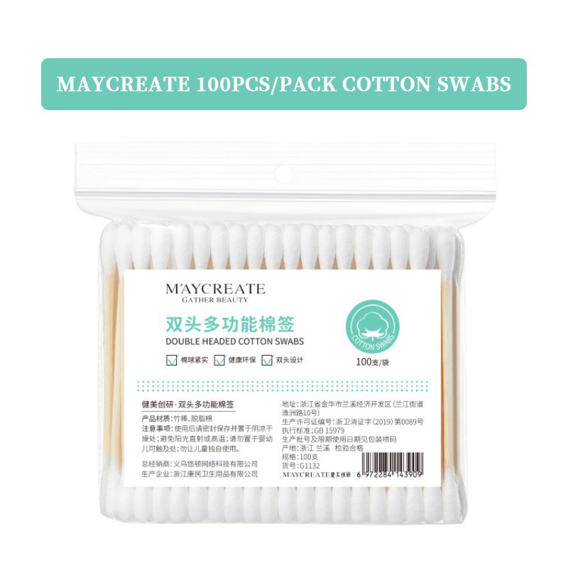 Maycreate Cotton Buds Dewasa Korek Kuping 2 Sisi Isi 500pcs