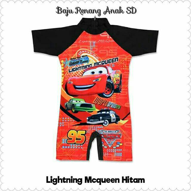 Baju Renang Anak SD Lightning Mcqueen Hitam