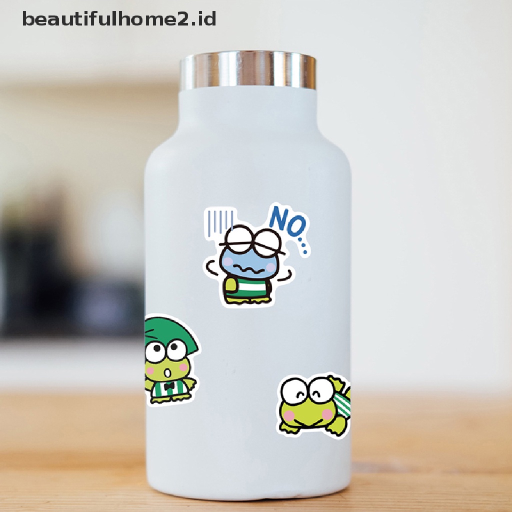 (Beautifulhome2.Id) 50pcs Stiker Motif Anime Kero Keroppi Untuk Dekorasi Buku Diary / Scrapbook / Handphone / Laptop