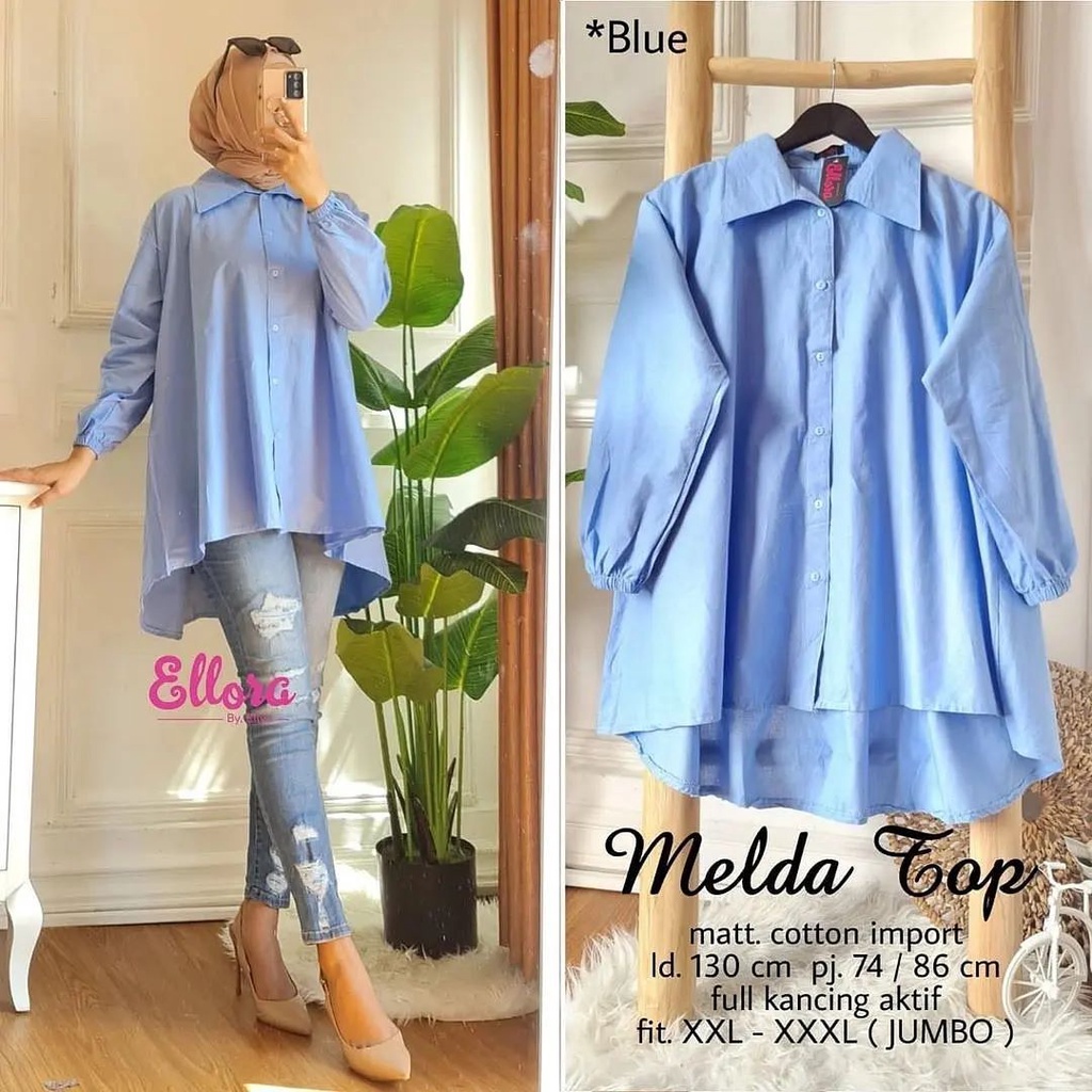 Melda Top Atasan Blouse Kemeja Muslim Wanita Terbaru/Atasan Wanita Terbaru 2021 Kekinian/Baju Atasan