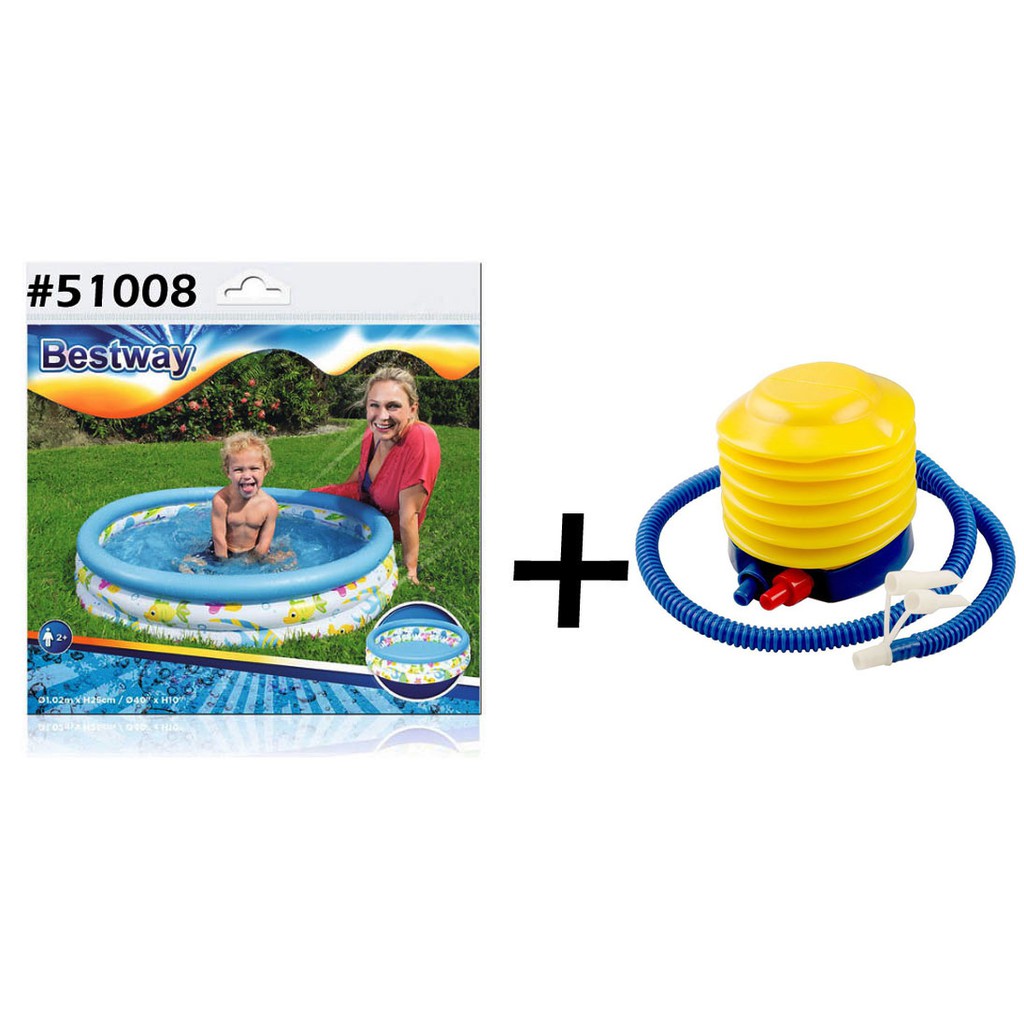 Bestway 51009, 51008 Kolam Renang Anak dan Bayi Ocean Life - Paket Kolam Mandi Bola 122 cm x 25 cm-51008 + Pompa
