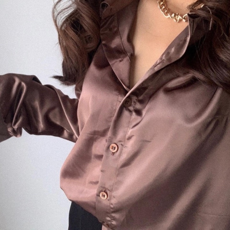 Hnm Silk Shirt Kemeja Satin