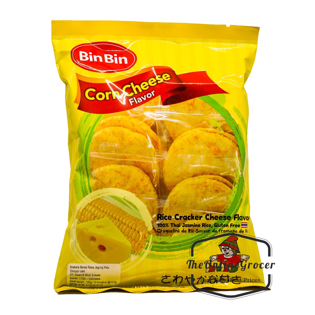 Bin Bin Rice Crackers Corn Cheese 105gr - Biskuit Beras Rasa Jagung Keju