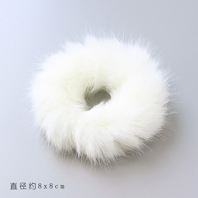 HR-08 kunciran bulu bulat anime ponytail rabbit fur hair rope kuncir