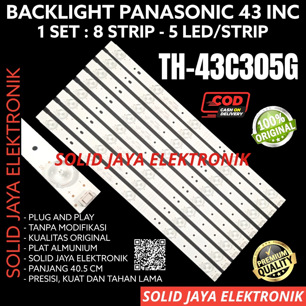 BACKLIGHT TV LED PANASONIC 43 INC TH 43C305G TH-43C305G 43C305 43C305G TH43C305G TH43C305 TH-43C305 LAMPU BL IN INCH 5K 3V 8 BATANG 5 KANCING LAMPU LED 8 STRIP STRIPS 43INCH 43INC 43IN LAMPU LED TV PANASONIK LED