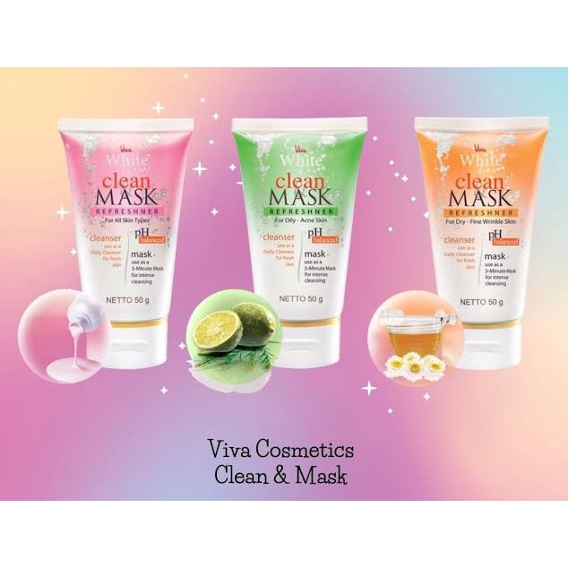 ❤ RATU ❤ Viva White Clean Mask | Face Cleanser | Masker Wajah Viva 50g (✔️BPOM)