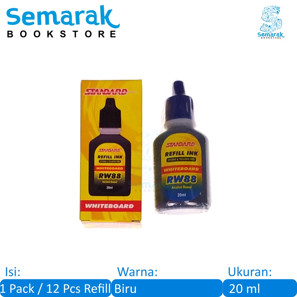 

Standard RW88 Refill Whiteboard Isi Spidol W88 20 ml - Biru [1 Pack / 12 Pcs]