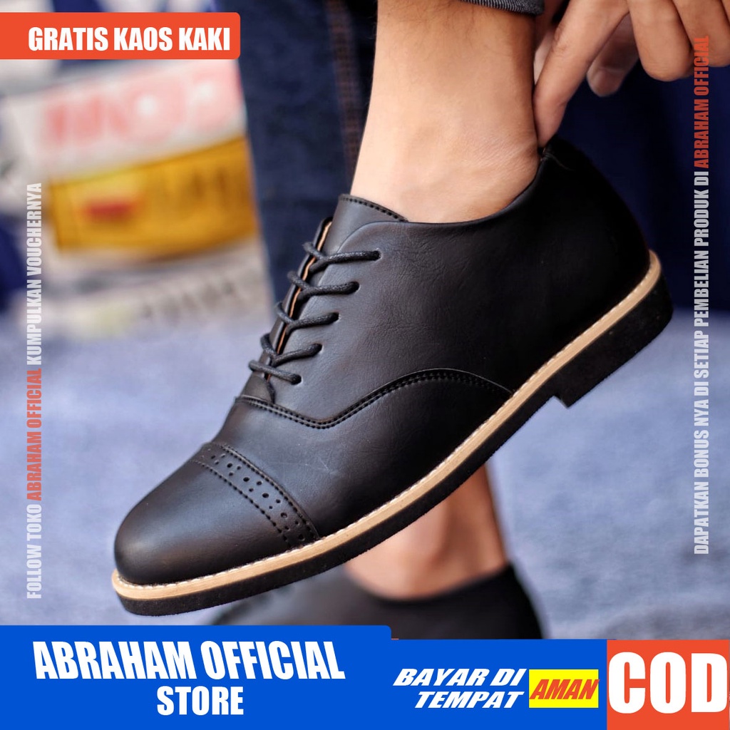 ROHAN Sepatu Formal Pria Sepatu Casual Pria Kulit Pu Sepatu Pria Casual Sepatu Kasual Cowok / Cowo Oxford Kerja Kantor Kuliah Kondangan Gaya Keren Kekinian Original Murah Terlaris