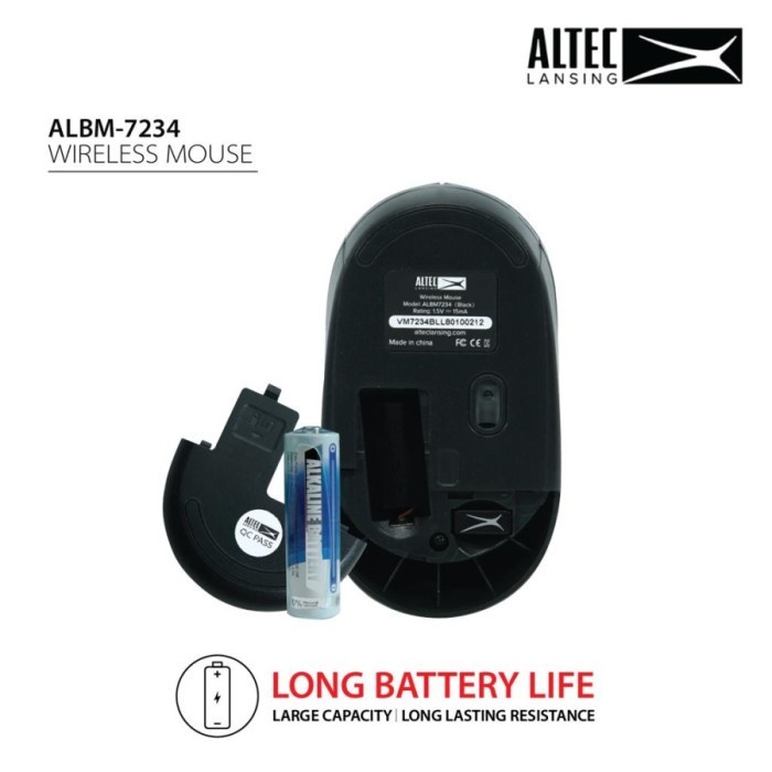 Altec Lansing Mouse Wireless ALBM-7234 ALBM7234 Free Batery