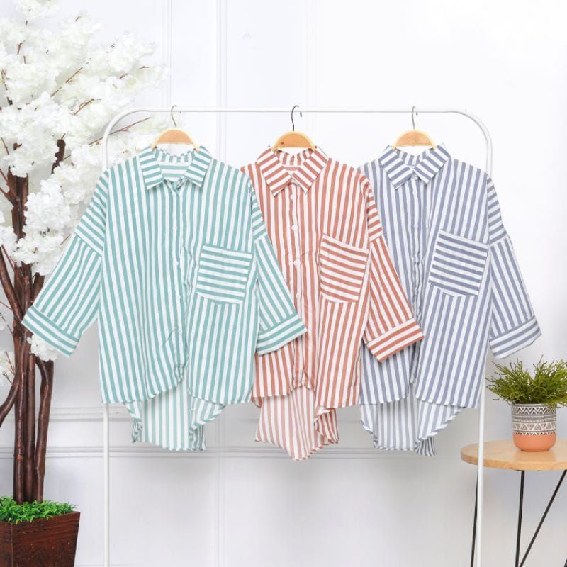 KEMEJA POCKET WANITA  !  KATUN RAYON SALUR, KEMEJA KERJA WANITA