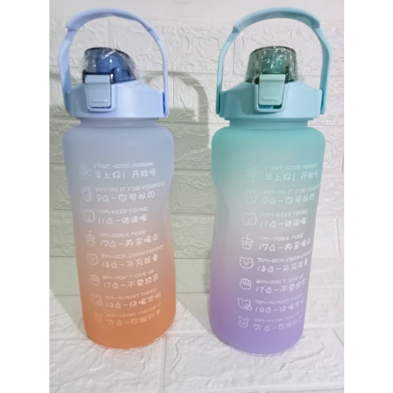 Botol Minum Tritan 2 Liter Rainbow BPA Free Premium Free Sticker Lucu - Botol Minum 2L Warna Gradasi