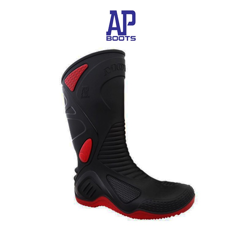 AP Boots MOTO 2 / Boot Biker Hitam Sol Merah