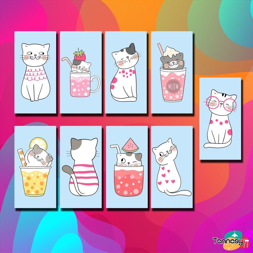 HIASAN DINDING KUCING CUTE WALL DECOR KUCING CAT 10x20CM PAJANGAN KAYU DEKORASI KAMAR RUMAH