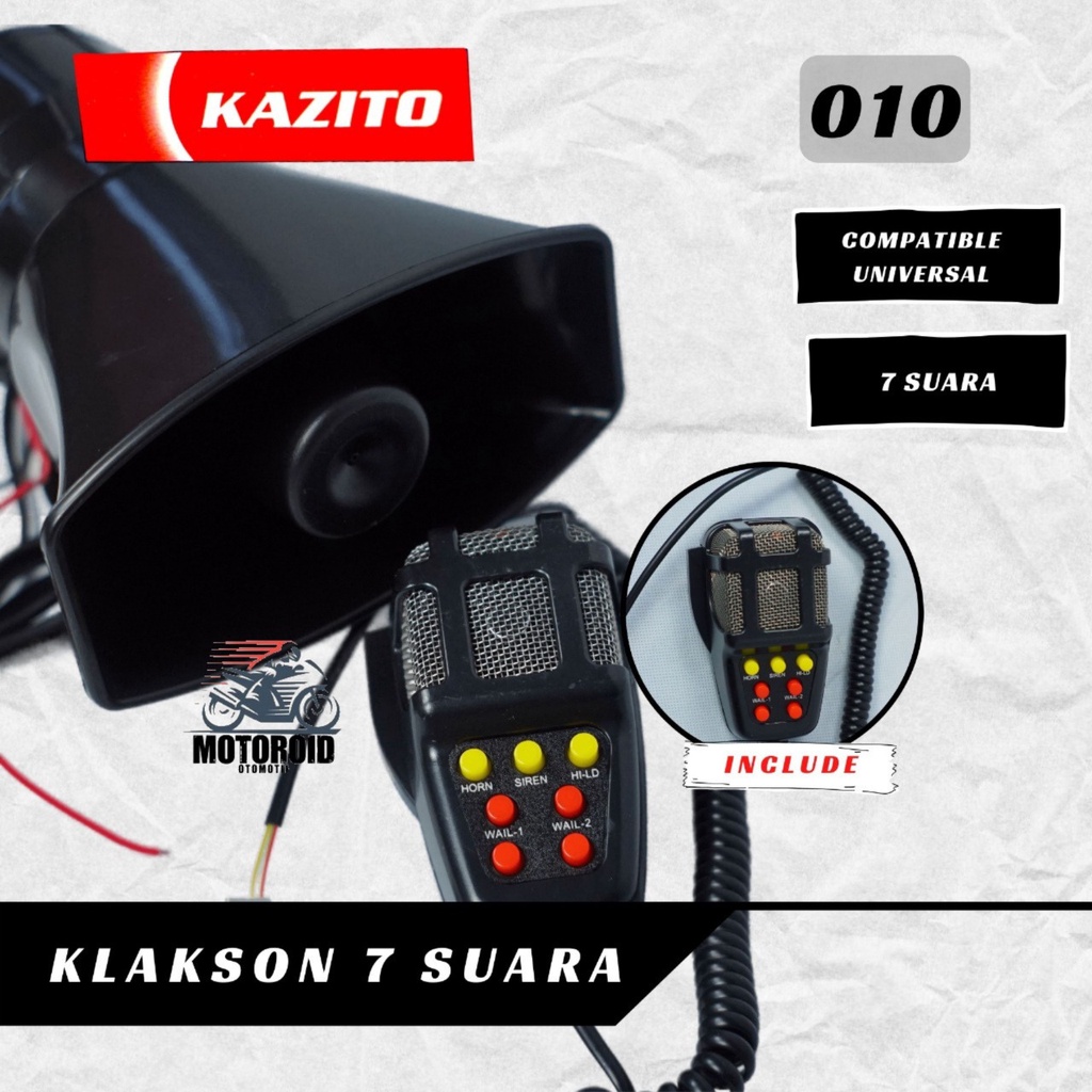 Klakson Kazito Klakson Toa 7 Suara 12 Volt + Microphone Ukuran Super Big Bass High Quality