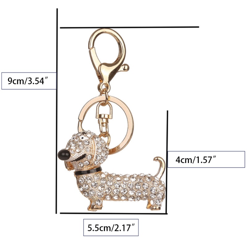 SIY  Bling Dog Dachshund Keychain Handbag Purse Pendant Car Holder Key Ring Jewelry