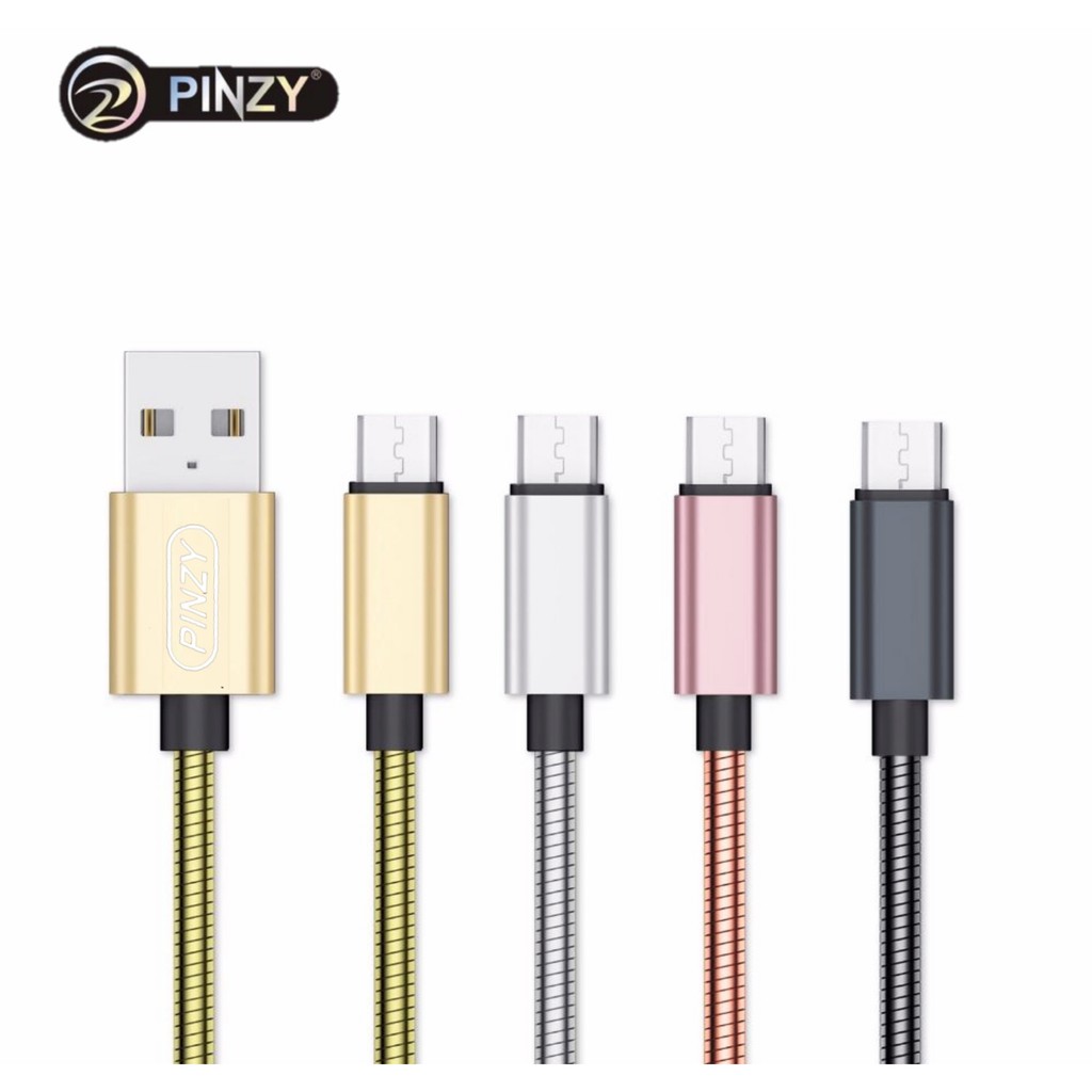 Kabel Data Usb PINZY METAL Kingkong Spring Besi High Speed Fast Charging Qc 3.0 PD 65Watt Micro Type c Lighting