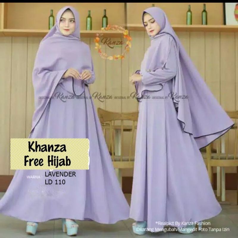 Baju Gamis Dress Pesta Kondangan Muslim Syari Busui Polos Wanita Ukuran  L XL XXL JUMBO KHANZA Plus 