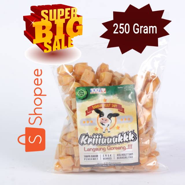 

KRUPUK KULIT SAPI/KRECEK RAMBAK KULIT SAPI ASLI - LANGSUNG GORENG - KEMASAN 250 GRAM