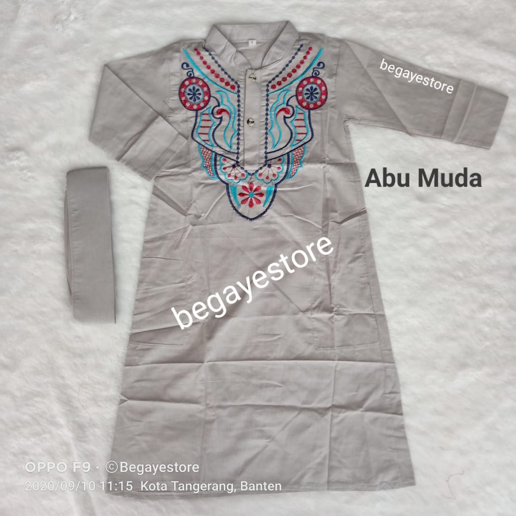 BAJU KOKO GAMIS ANAK LAKI WARNA ABU MUDA