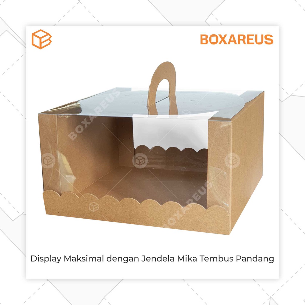 Box Mika Kotak Kue Cake Packaging Transparent Dus Handle Bening | 42212 (10pc)