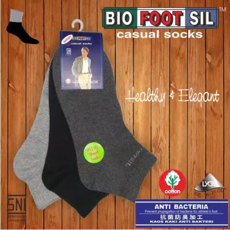 Biofootsil anti bakteria kaos kaki semata kaki pria